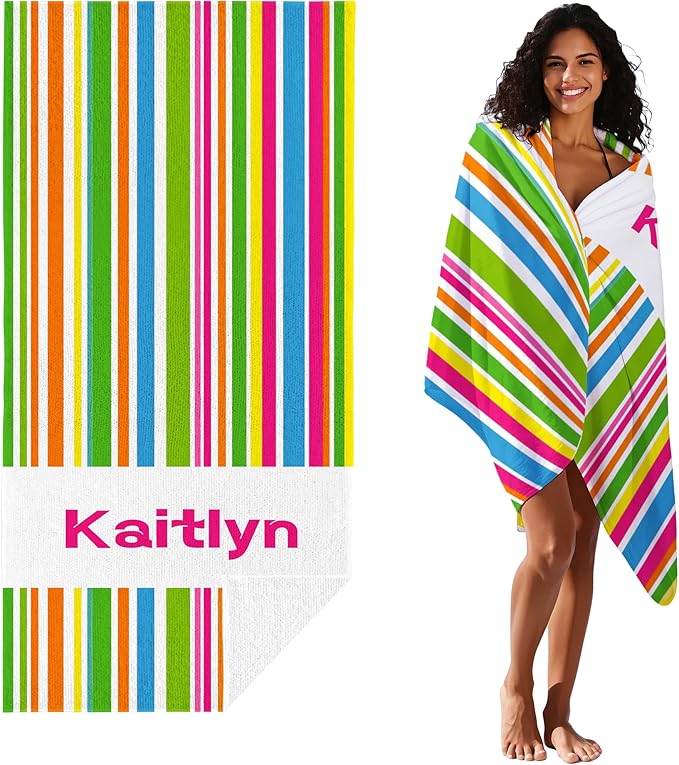 JML Custom Beach Towel with Name, Personalized Microfiber Beach Towel with Name, Large, Soft, Quick Dry & Absorbent for Swim, Pool,Adult,Summer Holiday,Vacation,Travel,Gift for Anniversary, Birthday