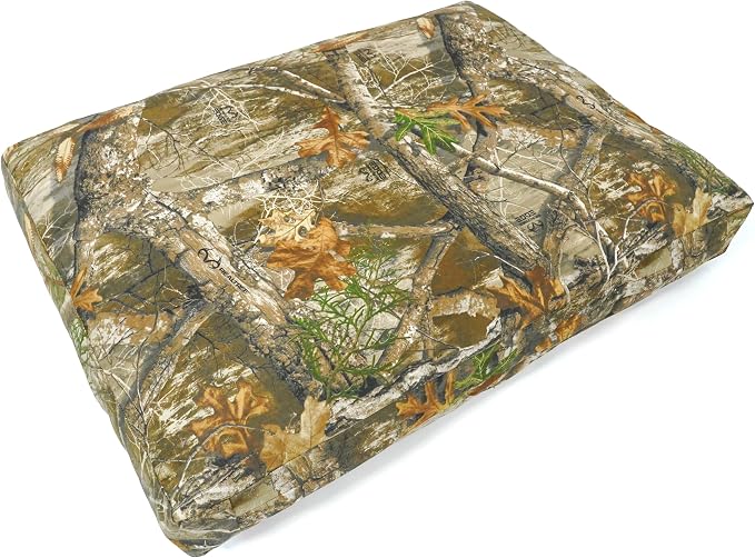 WHITEDUCK Outdoor Dog Bed Heavy-Duty 12oz Canvas, Water-Repellent Cotton, Machine Washable Removable Cover with Full-Length Zipper, Dog Bed for Large Dogs & Crate, Real Tree 41" Lx33 Wx4.3 th (XL)