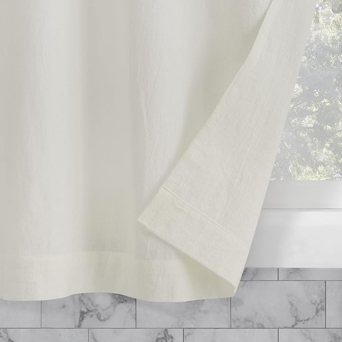 Archaeo Washed Cotton Small Window Twist Tab Cafe Curtains, 52" x 36", Ivory