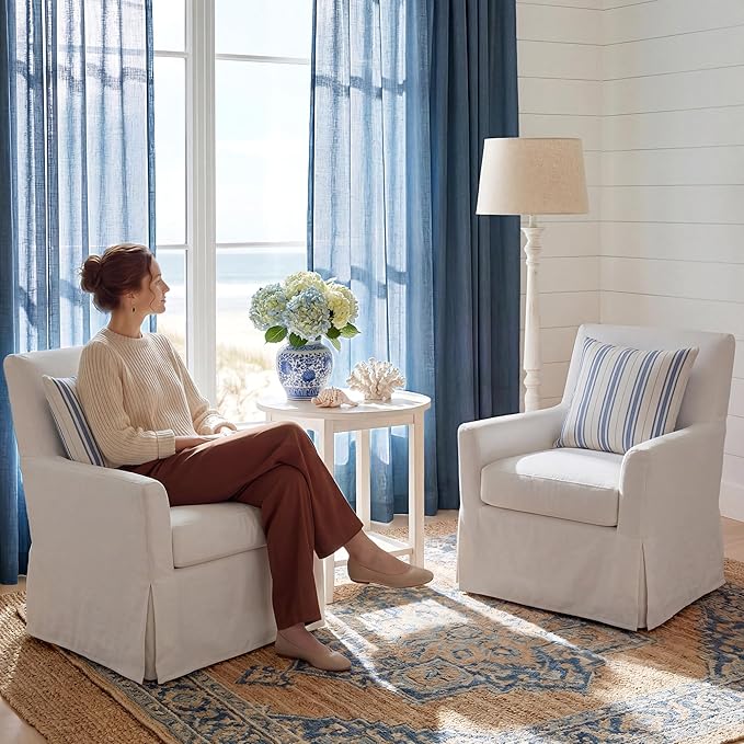 NICETOWN Stone Blue Linen Curtains 84 inch Long 2 Panels Set, 55" Wide Thick Flax Linen Blend Organic Home Decor Rod Pocket & Back Tab with Light Filtering for Bedroom/Living Room