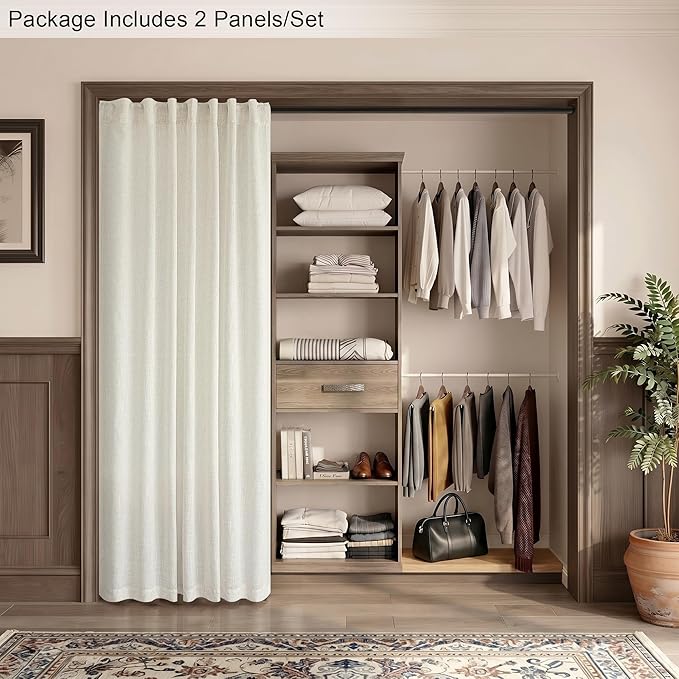 Pitalk Cream Curtains 78 Inches Long for Sliding Glass Door 2 Panels Set Rod Pocket Modern Farmhouse Semi Sheer Natural Linen Drapes Ivory Colored Curtain for Living Room Pinch Pleated Look 78 Length