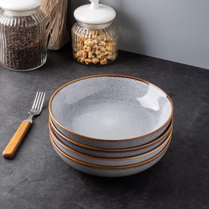 AmorArc Ceramic Dinnerware Sets,Handmade Reactive Glaze Plates and Bowls Sets,Highly Chip and Crack Resistant | Dishwasher & Microwave Safe Dishes Set, Service for 4 (16pc)