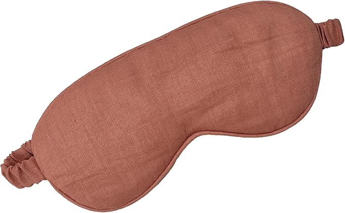 Eye mask Pure Linen Sleep Mask with Elastic Band, No Pressure On Eyes,Side Sleeper Eye Cover Organic Cotton Core Blindfold,Napping & Yoga Travel Essentials (Terrocota)