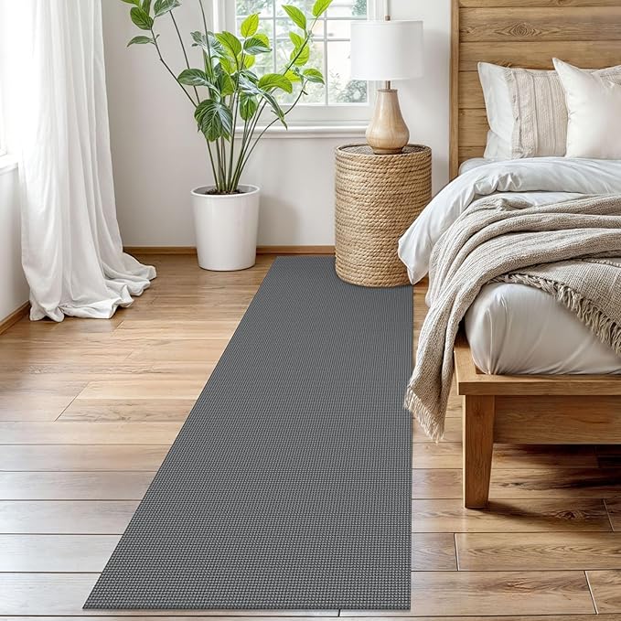 EARTHALL Woven Runner Rug 2.6x8 Ft Washable Runners for Hallways Wide Non Slip Rubber Backed Kitchen Runner Braided Indoor Floor Carpet for Entryway Hallway Kitchen Bedroom, Dark Gray