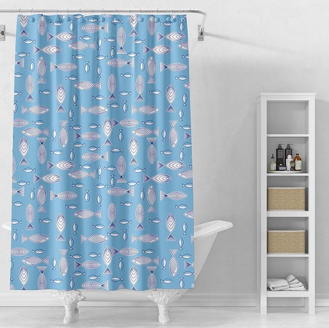 Plastic Shower Liner - Premium PEVA 6G Shower Curtain Liner with Rustproof Grommets and 3 Weighted Magnets, Waterproof Shower Curtains for Bathroom (Shoal of Fish, 72" x 72")