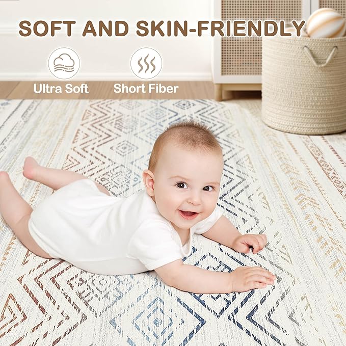 Tortania Area Rug Living Room Rugs- 9x13 Washable Large Soft Neutral Boho Moroccan Bohemian Farmhouse Rug Indoor Floor Carpet for Bedroom Under Dining Table Home Office Decor - Multicolor