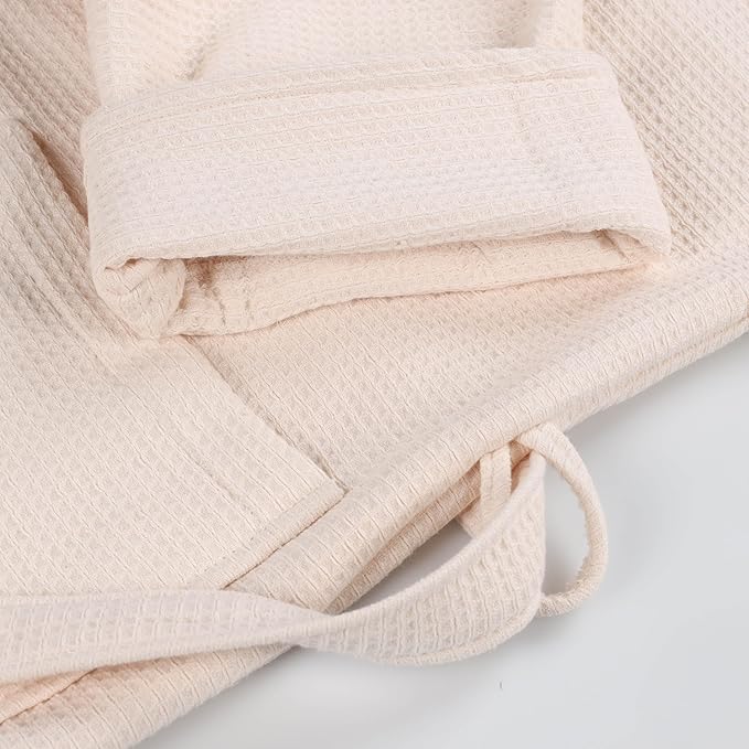 Superior Waffle Weave Cotton Unisex Bathrobe with Belt, Soft and Absorbent Robe for Men and Women Bath Essentials Robes