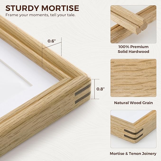 Fun Memories 5x7 Picture Frame with Mat for 4x6, USA-Sourced Oak Wood Handcrafted Rounded Corner with HD Tempered Glass, 5 x 7 Photo Frames Gallery Wall & Tabletop, Vertically or Horizontally, 2 Pack