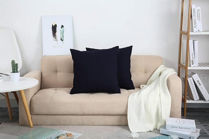 TangDepot 100% Cotton Solid Throw Pillow Cover 18x18 Dark Navy | 100% cotton, same-color zip, machine wash & air dry. For living room, bedroom, office, car. 42 colors, 231 sizes. Cover only.