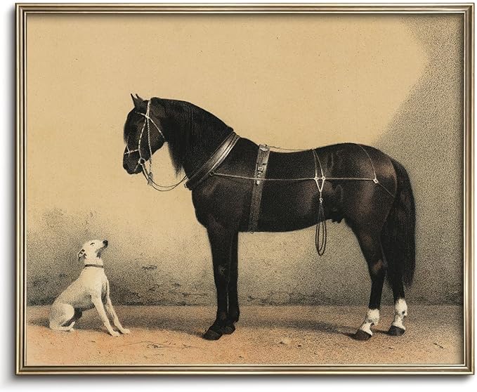Vintage Horse Wall Art for Home Decor, Rustic Farmhouse Wall Decor Horse Canvas Artwork, Classical Animal Farm Aesthetic Picture Poster Equestrian Wall Art for Bathroom, Living Room, Desktop - 8x10Inch Unframe