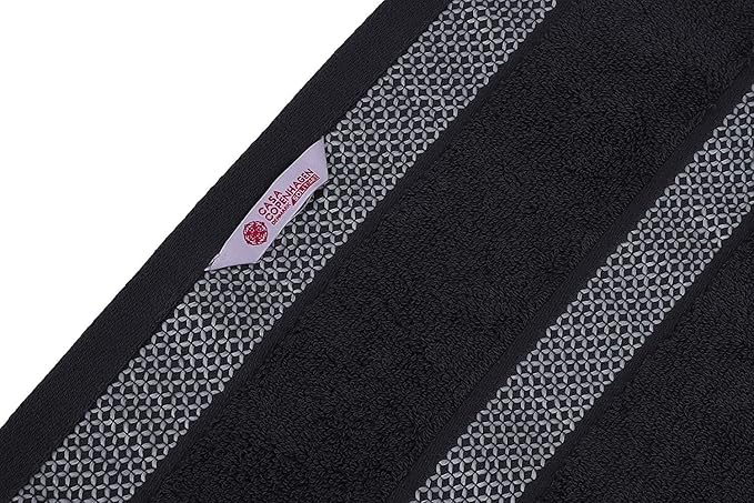 CASA COPENHAGEN Solitaire 6Pcs 100% Egyptian Cotton Large Designer Towels Gift Set- Pinstripe Grey, 600GSM, 2Bath 2Hand 2Washcloths, Bath Towels for Bathroom Set for Women & Men