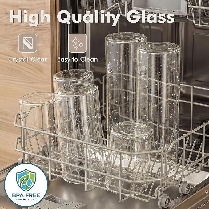 6-Pack 0.8Qt Round Glass Storage Jars with Bamboo Lids, Pantry Storage Containers for Neat Organization, Ideal for Minimalist Kitchen Organizer, Nut, Coffee Beans, Oats, Cookie, Candy, Tea
