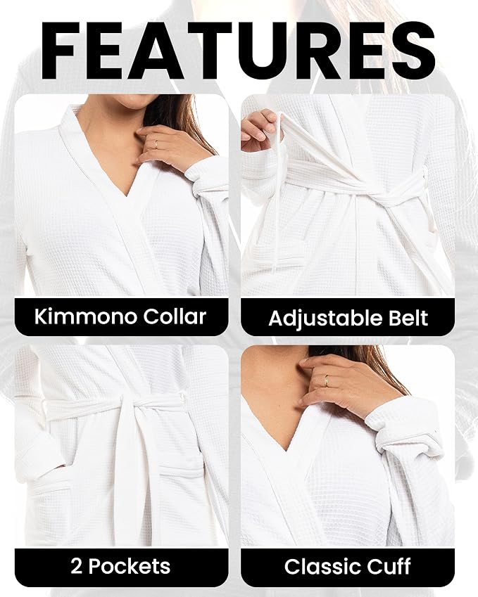 NY Threads Cotton Blend Waffle Robes for Women Knee-Length Bathrobe