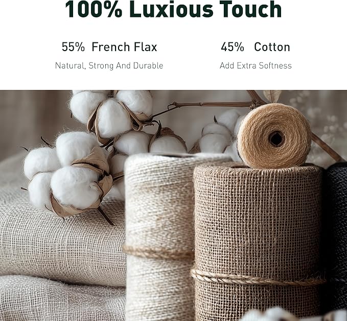 Hyde Lane Linen Duvet Cover Set King Size, 3Pcs Textured French Flax Linen Cotton Blend Bedding Set, Natural and Organic, Soft and Breathable, with 2 Pillow Shams, 104"x90", Sage