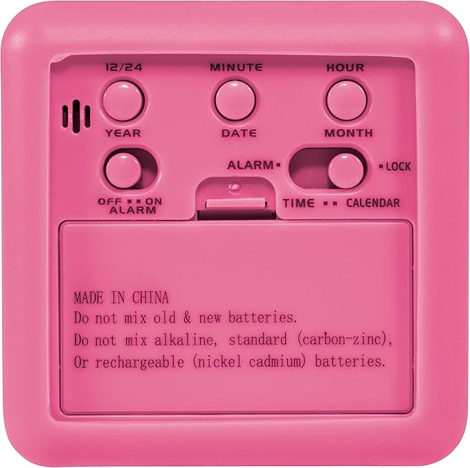 Equity 70910 Digital Pink Silicone Cube Alarm Clock with On-Demand Backlight