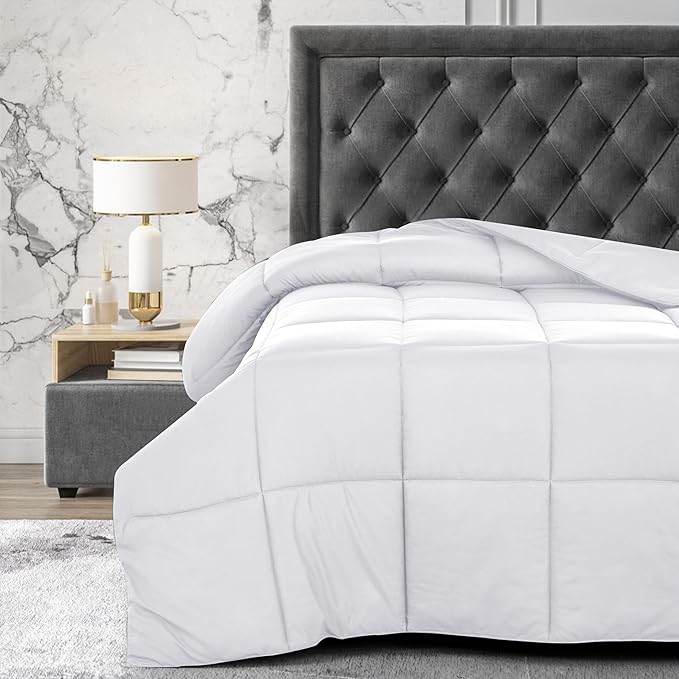 Queen Comforter Duvet Insert - Down Alternative, All Season Fluffy Lightweight Quilted Comforter with Corner Tabs, Machine Washable Hypoallergenic Microfiber, Oeko-TEX Certified, 88x88 - LUX Décor