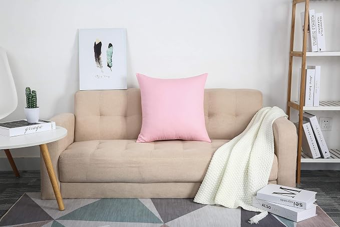 TangDepot Handmade Decorative Solid 100% Cotton Canvas Throw Pillow Covers/Cushion Covers, 45 Colors Available - (20" x20" , Salmon Pink, 2 Count (Pack of 1)) | 100% cotton, same-color zip, machine wash & air dry. For living room, bedroom, office, car....