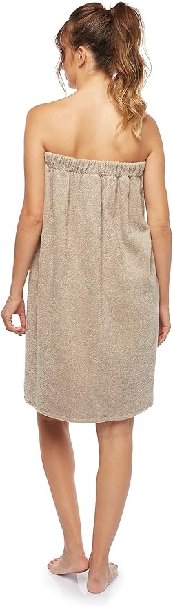Arus Women's Bathrobe GOTS Certified Organic 100% Turkish Terry Cotton Robe Adjustable Closure Bath Wrap
