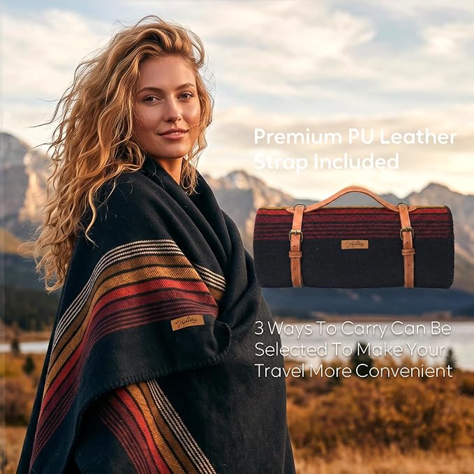 Molithe 100% Wool Blanket, 62" x 86", Warm, Thick, Washable, Military | Great for Camping, Outdoors, Sporting Events, Survival Kits Campfire Night