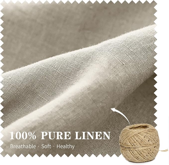 Simple&Opulence 100% Linen Lumbar Pillow Cover 12 x 20 Inches Set of 2 Rectangular Decorative Throw Cushion Cover for Couch Sofa Bed Living Room Office Soft Breathable Farmhouse - Linen