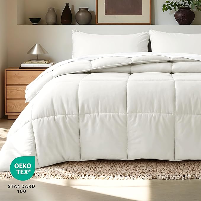 Bare Home Comforter Set - Oversized Queen Size - Ultra-Soft - Goose Down Alternative - Premium 1800 Series - All Season Warmth (Queen Oversized, Cream)