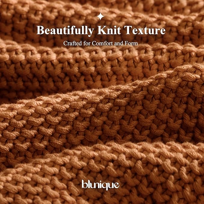 100% Cotton Cable Knit Throw Blanket, Large Lightweight Soft Knit Blanket for Sofa Couch Bed, Breathable All-Season Throw, Cozy Decorative Blanket, 60 x 80 Inch,Burnt Orange