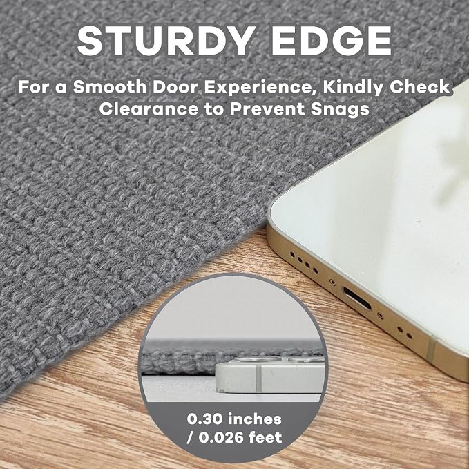 EARTHALL Washable Runner Rug 2x4 Ft Non Slip Runners for Hallways Cotton Rubber Backed Entryway Runner Braided Indoor Floor Runners Carpet for Entryway, Hallway, Kitchen, Bedroom, Charcoal Gray