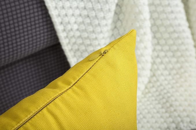 TangDepot Handmade Decorative Solid 100% Cotton Canvas Throw Pillow Covers/Cushion Covers, 45 Colors Available - (16" x16" , Deep Yellow, 2 Count (Pack of 1)) | 100% cotton, same-color zip, machine wash & air dry. For living room, bedroom, office, car....