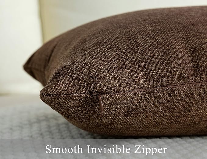 Stellhome Pack of 2 Fall Burlap Throw Pillow Covers Farmhouse Linen Cushion Covers Pillowcase, Home Decor Decorations for Sofa Couch Bed Chair 22x22 Inch/55x55 cm, Brown