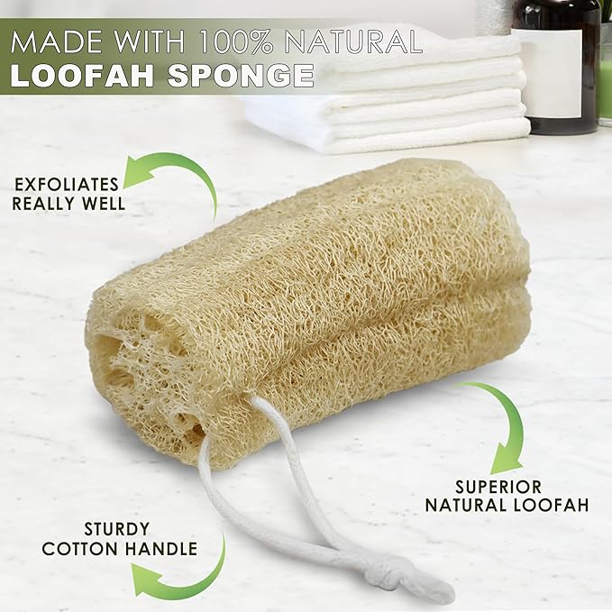 6 Pack Natural Loofah Exfoliating Body Scrubber, 5 Inches Organic Luffa Bath Sponge Exfoliating Shower Body Scrubber for Deep Cleaning & Smooth Skin, Natural Real loofah Sponge for Men & Women
