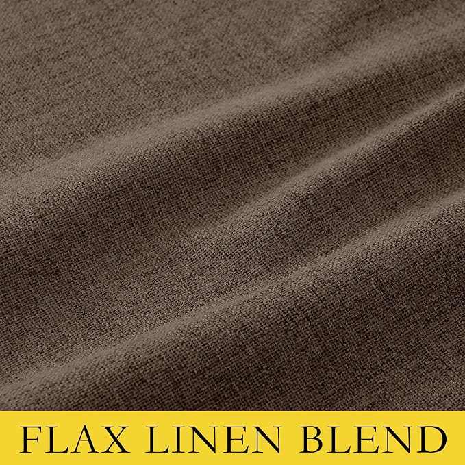 NICETOWN Brown Vintage Linen 100% Blackout Curtains for Living Room, W52 x L90 in, Set of 2, Thermal Insulated Curtains with Light Blocking Liner, Noise Reducing Window Treatments for Home Cinema