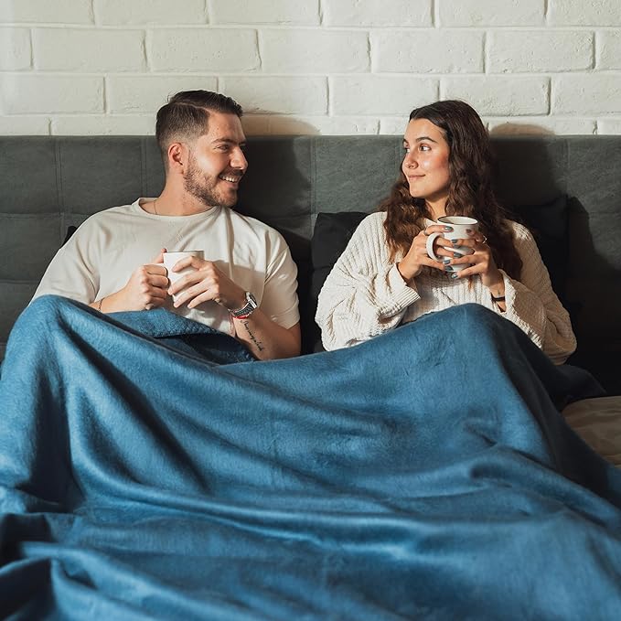 Alpaca Wool Throw Blanket | Ultra Soft, Lightweight, Warm, Breathable, Non-Itchy | Classic, Elegant-Minimalist Design for Bed, Couch, Travel, or Gift | 90" L x 64" W (Violet Blue)