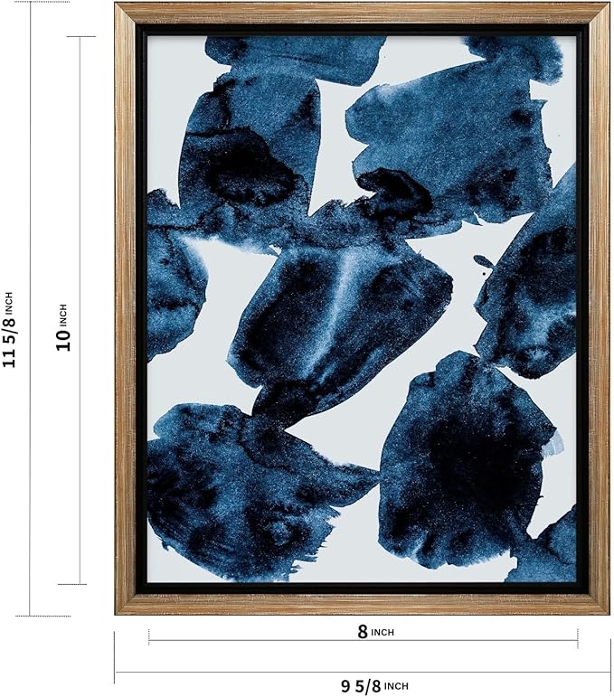 Monem Art Blue Abstract Watercolor Texture Print - Minimalist Modern Art Poster - Wall Decor for Living Room, Bedroom or Office - 8x10 Silver Framed CANVAS Wall Art by Mareike Bohmer
