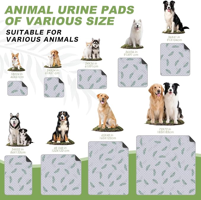 WanpeeGoo Washable Pee Pads for Dogs, 2Pack Reusable Puppy Pads, Super Absorbent & Leakproof Dog Pads, Anti-Slip Dog Pee Pads for Puppy Training & Incontinence, Leaf Pattern 24"x48"