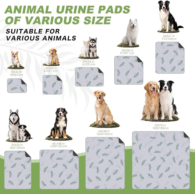WanpeeGoo Washable Pee Pads for Dogs, 2Pack Reusable Puppy Pads, Super Absorbent & Leakproof Dog Pads, Anti-Slip Dog Pee Pads for Puppy Training & Incontinence, Leaf Pattern 32"x63"