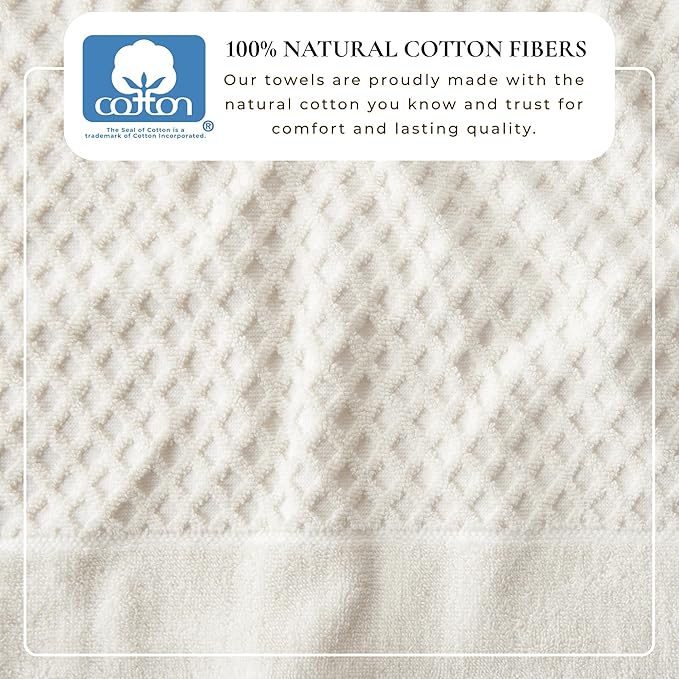 Great Bay Home Oversized Bath Sheets - 100% Cotton 2 Pack 68x35 Extra Large Towel - Absorbent, Durable, Quick-Dry Towels for Bathroom (Ivory)