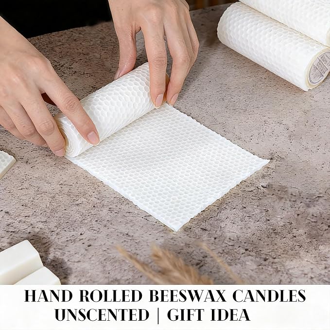 4 Pack Beeswax Pillar Candles, Pure Natural White Beeswax Pillar Candles-80 Hours Long Burning,Organic Unscented Bees Wax Candles for Home,Paryer, Dripless & Smokeless, 2x5in