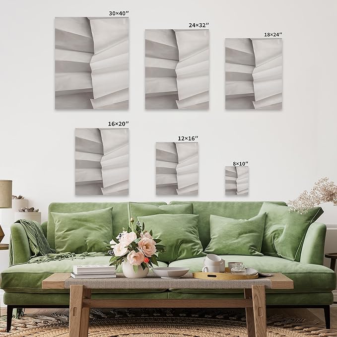 Monem Art Minimalist Folded Paper Texture Print - Neutral Abstract Modern Art Poster - Wall Decor for Living Room, Bedroom or Office - 8x10 Gold Framed CANVAS Wall Art by Mareike Bohmer