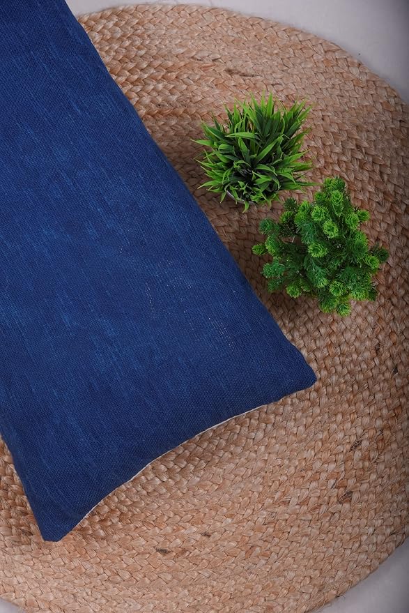 Trade Star 100% Cotton Spring Pillow Cover Decorative Cushion Cover Throw Pillow Cover for Living Room Decor Indian Farmhouse Accent Pillow Cases for Sofa Room (Indigo Solid 12X24 INCHES)