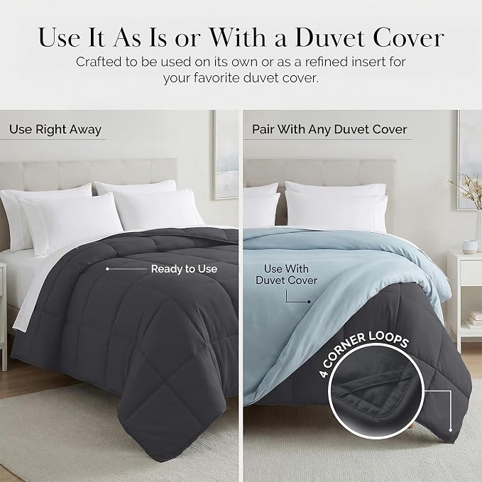 Southshore Fine Living, Inc. Hotel Quality Dorm Room Bedding Twin XL Comforter, Soft and Cozy Twin XL Bedding, Machine Washable Down Alternative Comforter, Dorm Room Comforters, Slate Grey Comforters