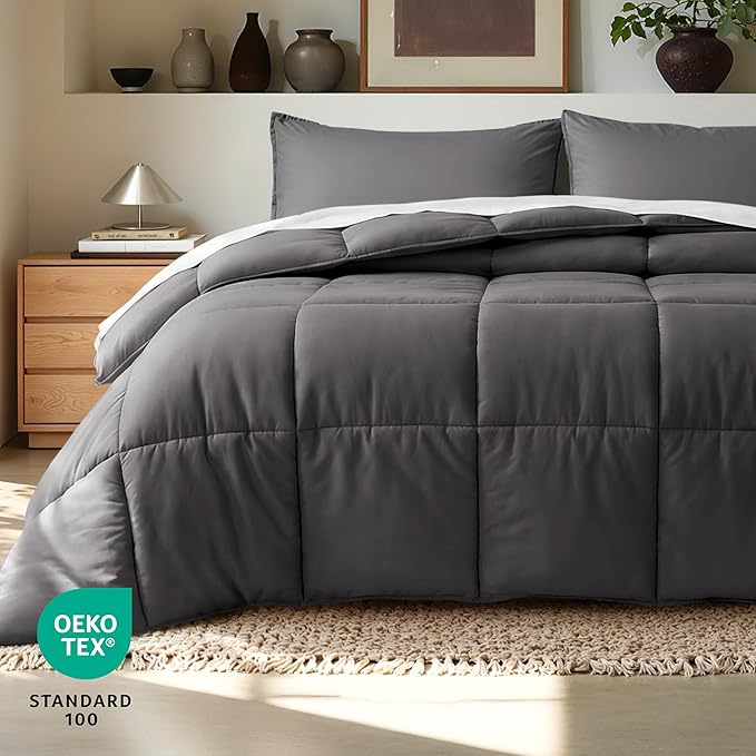 Bare Home Comforter Set - Twin/Twin Extra Long Size - Ultra-Soft - Goose Down Alternative - Premium 1800 Series - All Season Warmth (Twin/Twin XL, Forged Iron Grey)