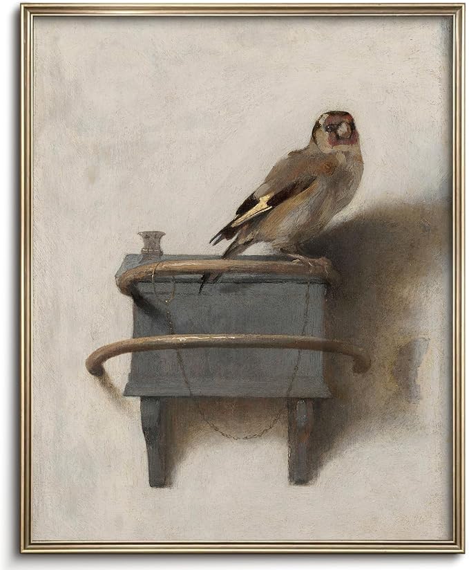 Vodefoad Retro Bird wall art Neutral bird Still Life Canvas Prints Painting Cottage Oil Art Print Country Field Style Birds Vintage Wall Decor for Gallery Kitchen Living Room Bedroom (UNFRAMED 8x10in)