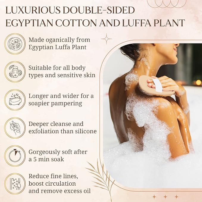 SERRENTO Loofah Body Scrubber, Natural Luffa Shower Sponge, 2 Count