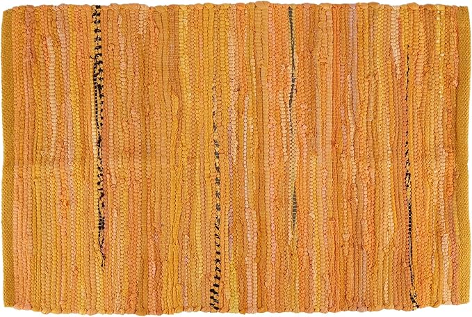 DII Chindi Home Collection Handwoven Multicolor Area Rag Run, 20x31.5, Mustard Yellow