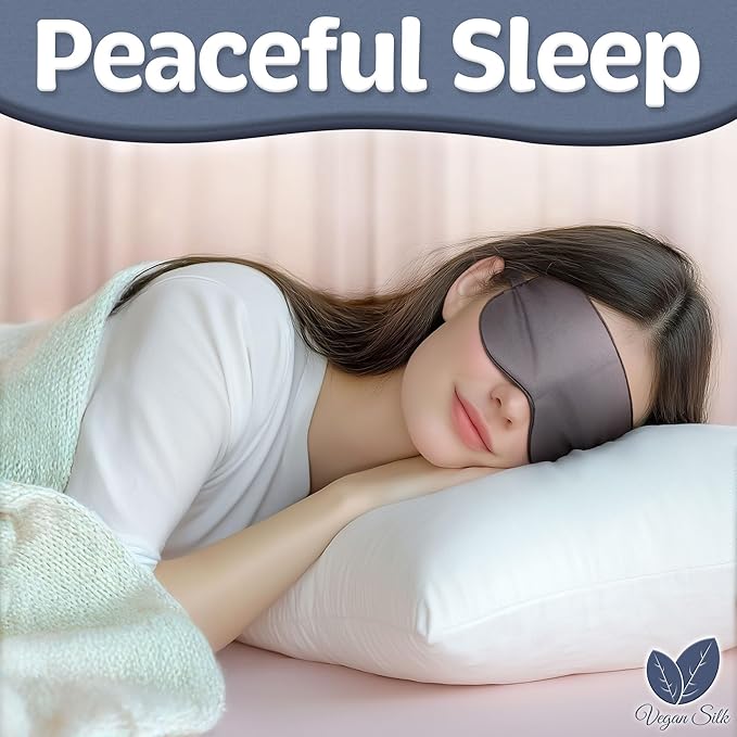 Sleep Mask - Dark Gray, 100% Viscose Derived from Bamboo - Lightweight Eye Mask with Adjustable Strap - Blackout Sleeping Blindfold for Women & Men - Comfortable Light Blocking Eye Cover