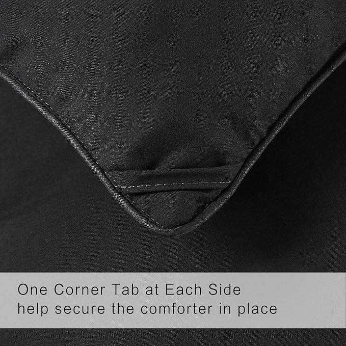 COHOME Premium Queen Size Comforter, All-Season Quilted Down Alternative Duvet Insert, Luxury Hotel GentleSoft Comforter with Anti-Clump Tech & 8 Tabs - Reversible - Black 88x88 inches