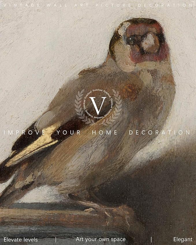Vodefoad Retro Bird wall art Neutral bird Still Life Canvas Prints Painting Cottage Oil Art Print Country Field Style Birds Vintage Wall Decor for Gallery Kitchen Living Room Bedroom (UNFRAMED 8x10in)