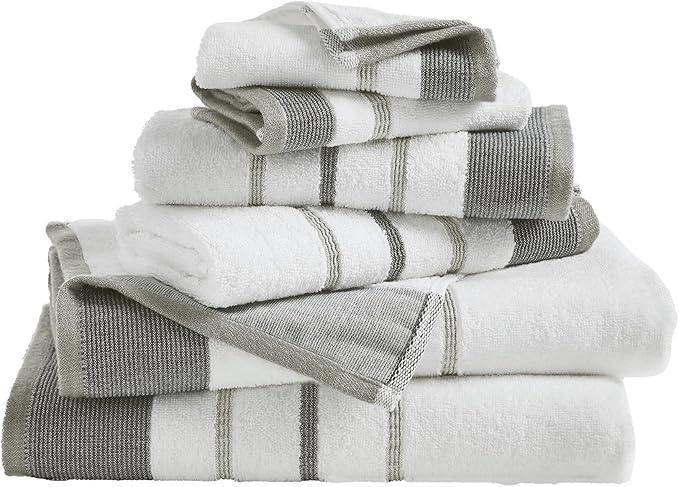 Great Bay Home Decorative Bath Towel Set - Luxury Cotton 6 Piece Towel Set - Luxurious, Ultra-Soft, Durable Towels for Bathroom Decor (Dark Grey/Light Grey)