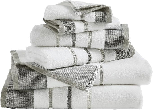 Great Bay Home Decorative Bath Towel Set - Luxury Cotton 6 Piece Towel Set - Luxurious, Ultra-Soft, Durable Towels for Bathroom Decor (Dark Grey/Light Grey)