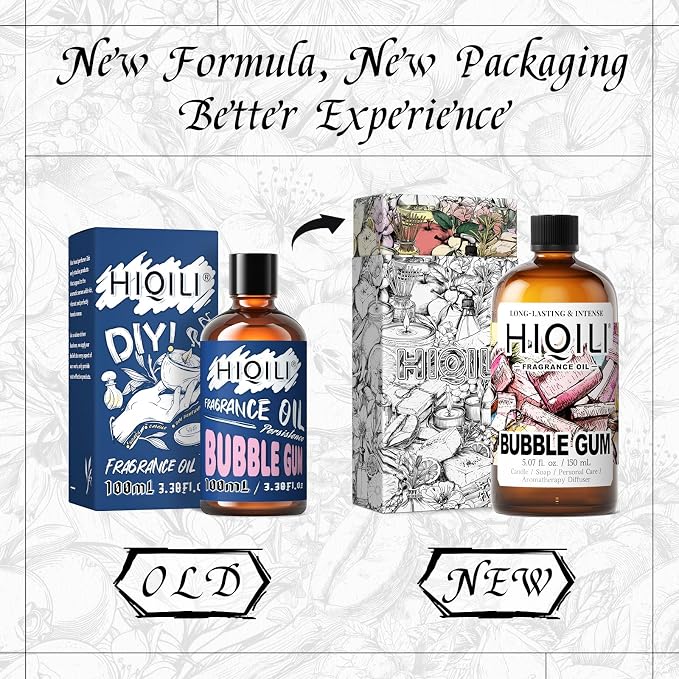 HIQILI Bubble Gum Fragrance Oil for Soap Making & Home Diffsuer - 5.07FL Oz | for Candle & Bath Bombs Making, Long Lasting Candy Scents - 150 ML